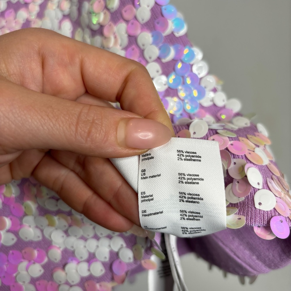 Maje Jirene Sequined Mini Skirt M Violet - Picture 9 of 9